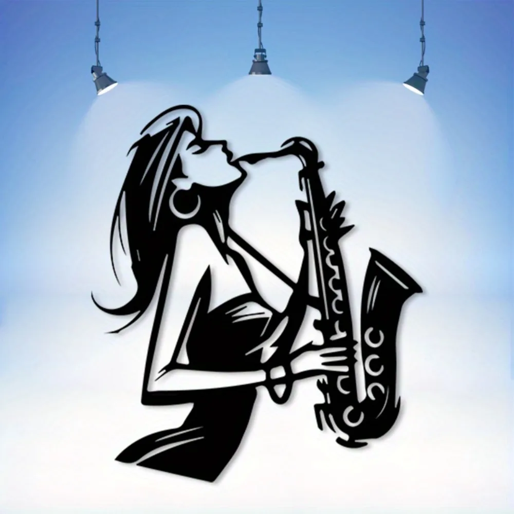 Vintage Jazz Saxophone Metal Wall Art, Durable Iron Statue Mural for Music Room Bar, Retro Decor Gift for Musicians