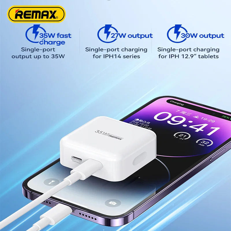 

Remax 35W GaN Type C Charger PD QC Quick Charge 3.0 2.0 Type-C Fast Charging Charger For iPhone Huawei Xiaomi