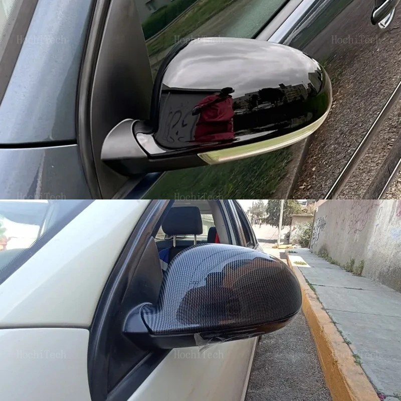 For Volkswagen VW GOLF 5 6 Plus Jetta MK5 Passat B5.5 B6 EOS Black Carbon Fiber Look Mirror Cover Rearview Side Mirror Cap