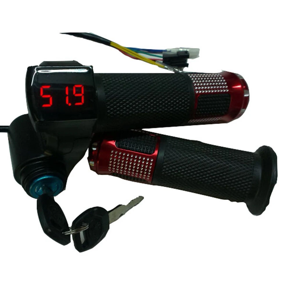 1 Pair 12-84V E-bike Handlebar Grips Digital Display Speed Control Throttle for Electric Bike Scooter Tricycle