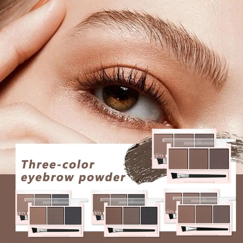 Long-Lasting Waterproof Three-Color Eyebrow Powder For Natural And Sweat-Proof Three-Dimensional Eyebrow Shape W6N4