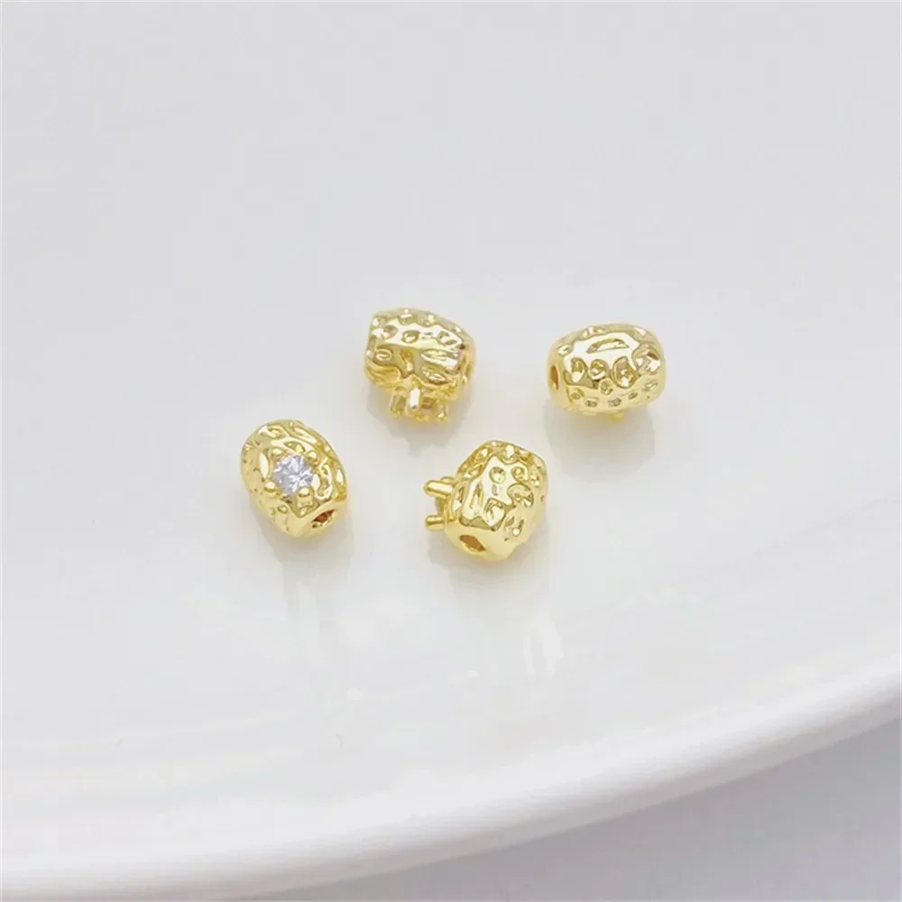 14K الذهب مطعمة الزركونيوم الباروك غير النظامية الخرز اليدوية DIY سلسلة سوار قلادة مجوهرات المواد اكسسوارات