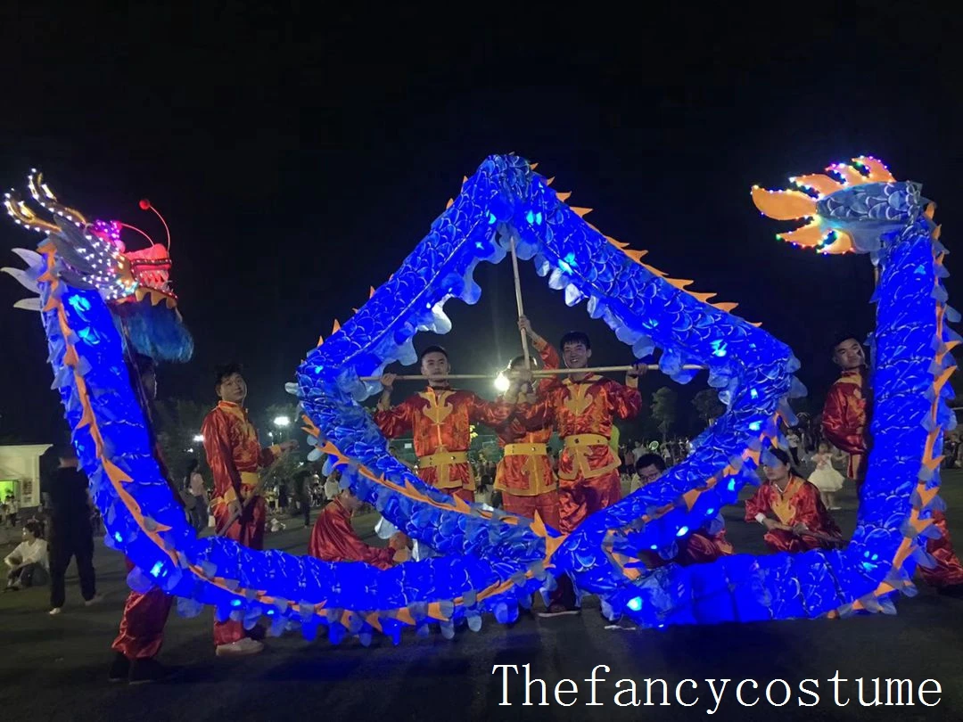

10m 8 Students Length Silk Led Lights Print Fabric Chinese DRAGON DANCE Stage Prop Parade Folk Festival Costume