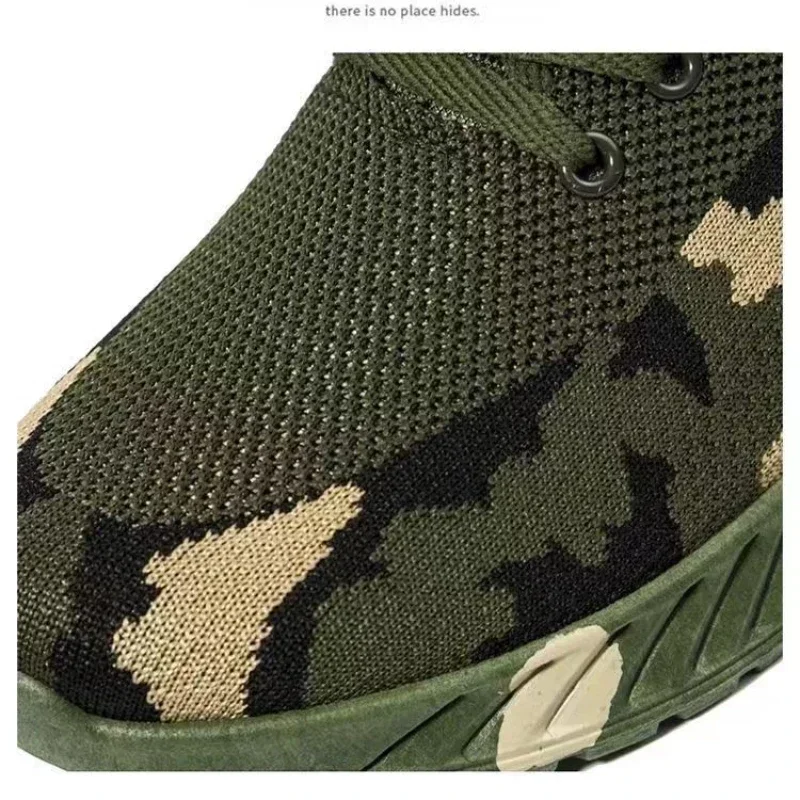 Zapatillas de deporte de camuflaje de malla para hombre, zapatos informales resistentes al desgaste para hombre, zapatos de Tenis antideslizantes, zapatos planos de trabajo para montañismo al aire libre