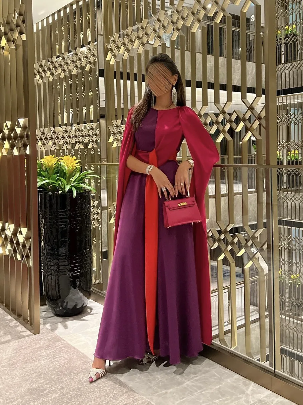 

2025 Autumn And Winter New Fashion Women's Clothing And Ankle Long Temperament Sexy Splicing Shawl Ball Dress Jumpsuit