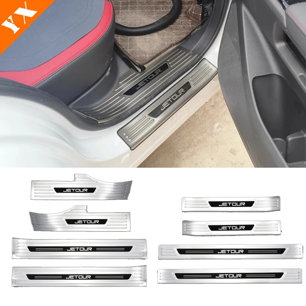 

For Jetour dashing 2024 2025 2026 accessorie Stainless Black Car Door Sill Scuff Trim Plate Welcome Protectors Guard Plat