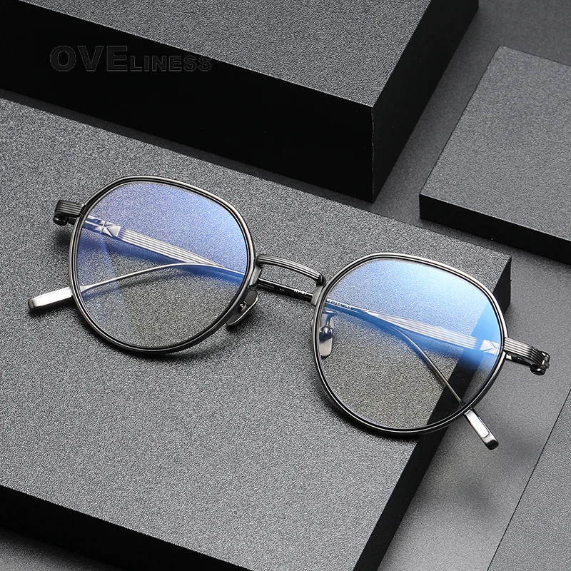 

2024 Acetate Titanium Glasses Frame for Men Vintage Round Prescription Eyeglasses frames Women Optical Spectacles Korean Eyewear