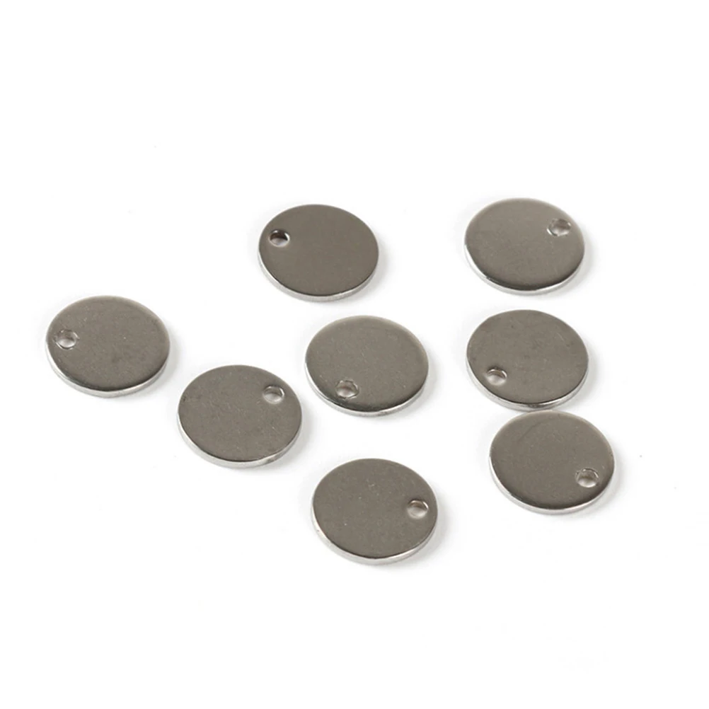 

100 Pcs Stainless Steel Pendant Charms for Jewelry Making Round Necklace Bracelet Earrings Crafting Kit Flat Blanks