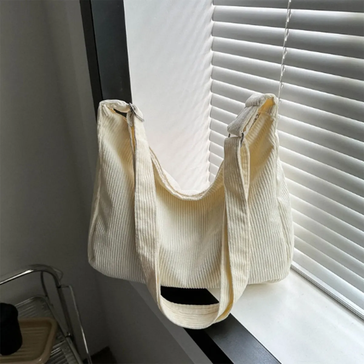 Large capacity corduroy bag Japanese commuter simple casual shoulder bag preppy bag one pack