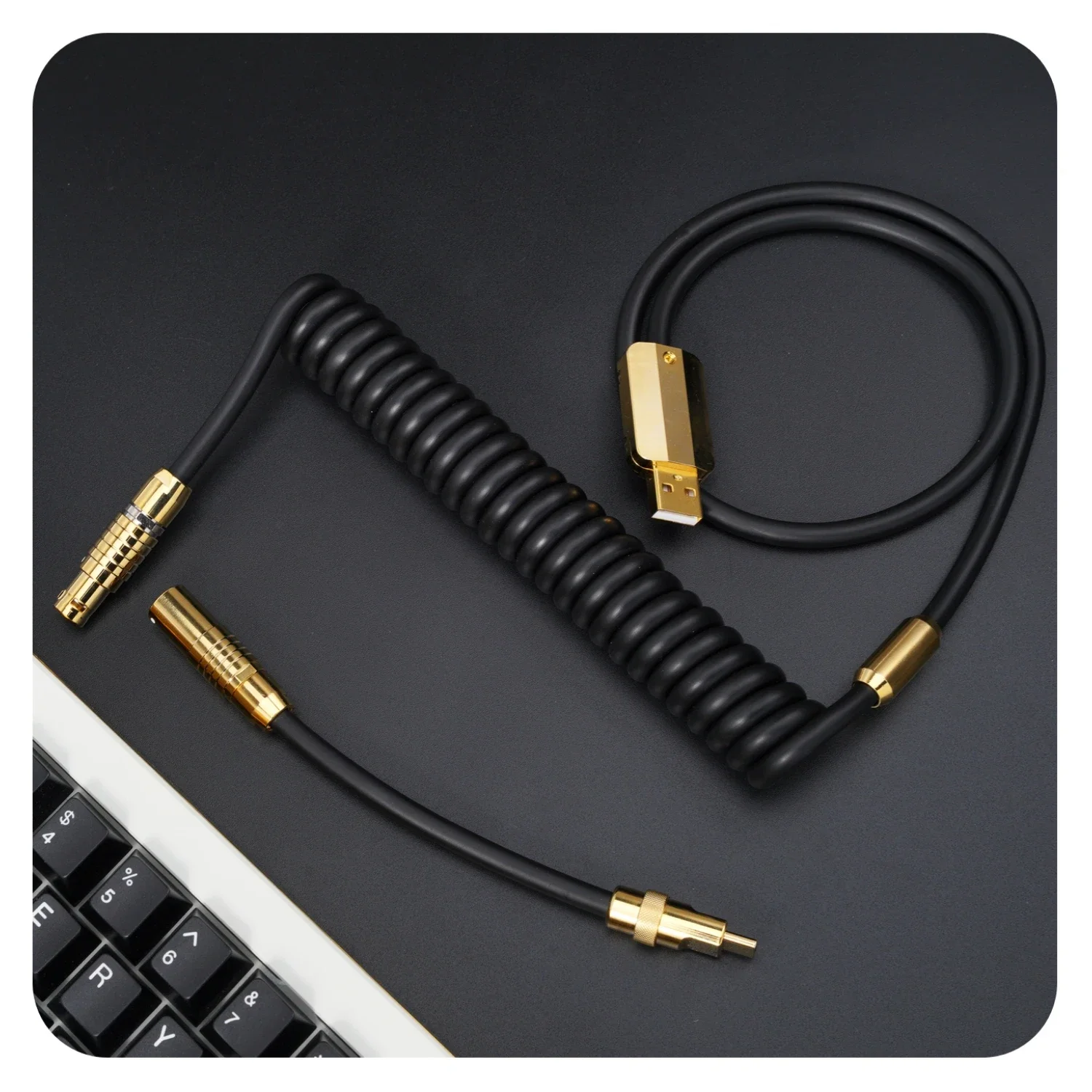 GeekCable Handmade DIY Custom Computer Mechanical Keyboard Data Line Super Elastic Department Gold Hardware Fog Surface black