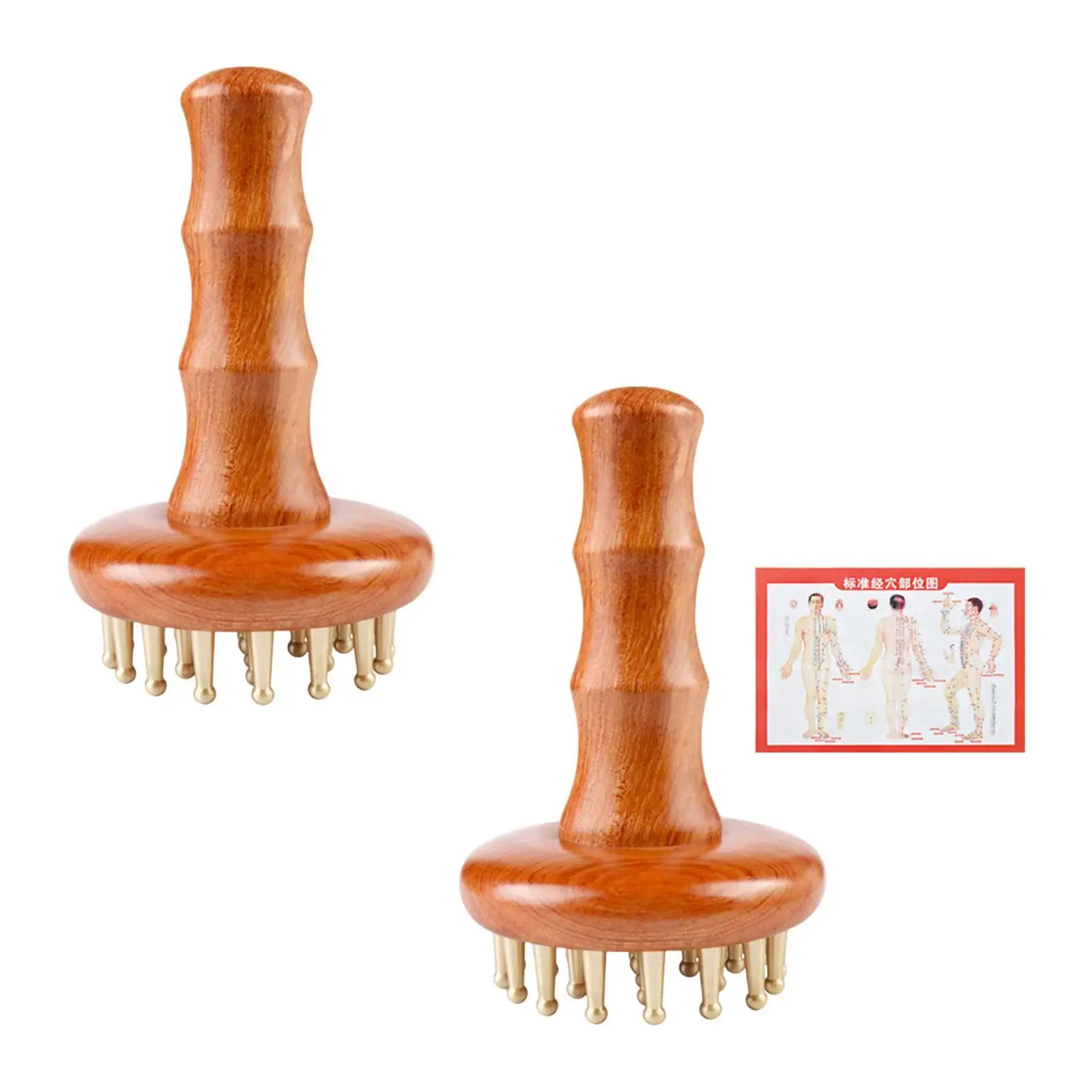 

Wooden Massage Comb 29 Brass Tooth Styling Deep Tissue Guasha Scraping Brush