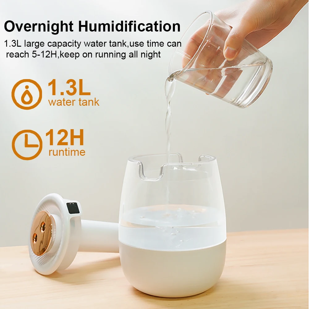 Air Humidifier 1.3L Large Capacity Home Humidifier Mist Maker Mute Usb Desktop Humidifier for Bedroom Office with Night Light