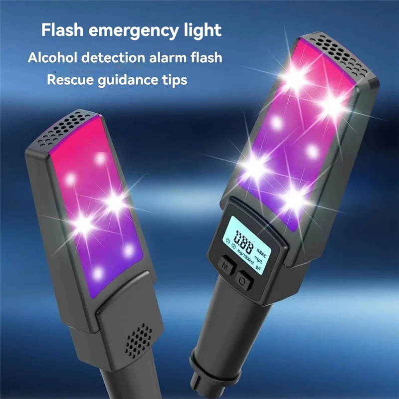 ABFN-2 In 1 Handheld Breathalyzer Digital Breath Alcohol Tester With Safety Hammer Window Breake Blowing Type Alcohol Tester