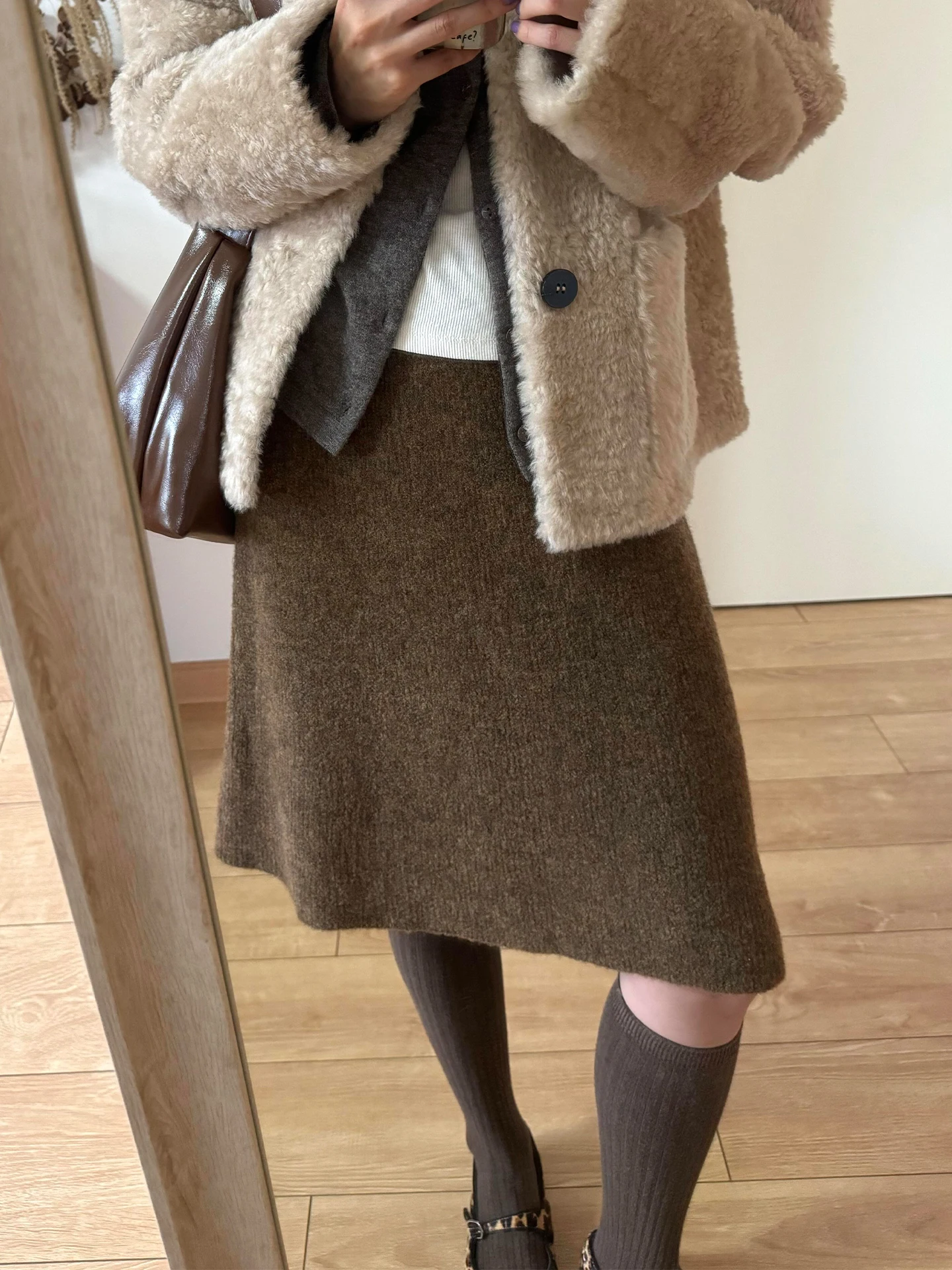 

Мягкая трикотажная юбка-миди трапециевидной формы, женская осенне-зимняя трикотажная одежда с высокой талией, повседневная осенне-зимняя юбка для поездок на работу