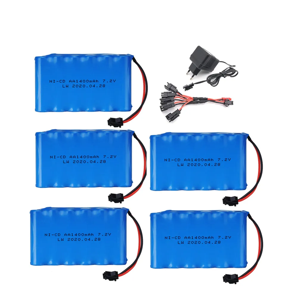 7.2V 1400mAh 700mAh Akumulator NI-CD do zdalnie sterowanej elektrycznej łodzi samochodowej ciężarówki 7.2 V AA NiCD Akumulator SM Wtyczka