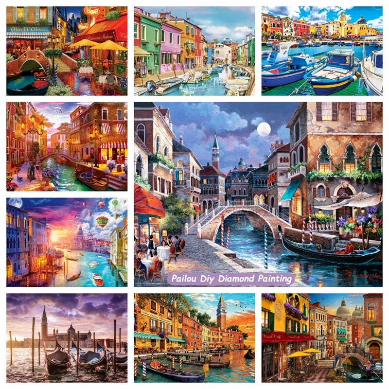 

Italy Venice Landscape Diamond Painting Full Square Drills Building And River Cityscape Embroidery Cross Stitch Home Decor