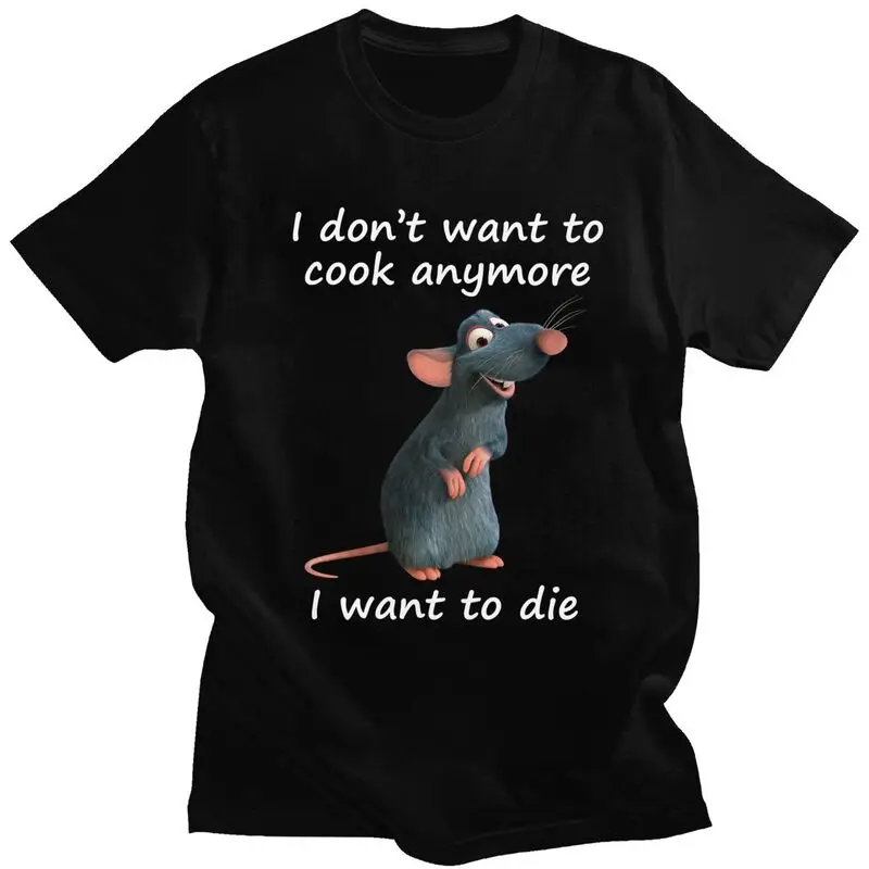 Custom Cartoon Ratatouille Remy T Shirts for Men Pre-shrunk Cotton Tees Tshirt Short Sleeve Urban T-shirt Clothing