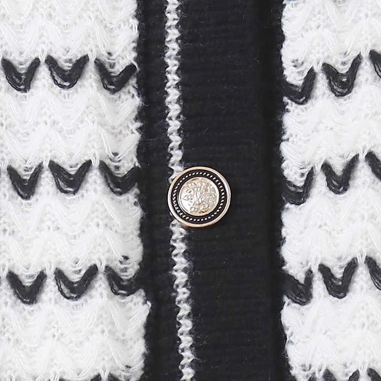 Faionable Long Sve Knitwear Cardigan Autumn Winter New Sle Small Fraance Wind Button Large Size Wave Simple Outerwear