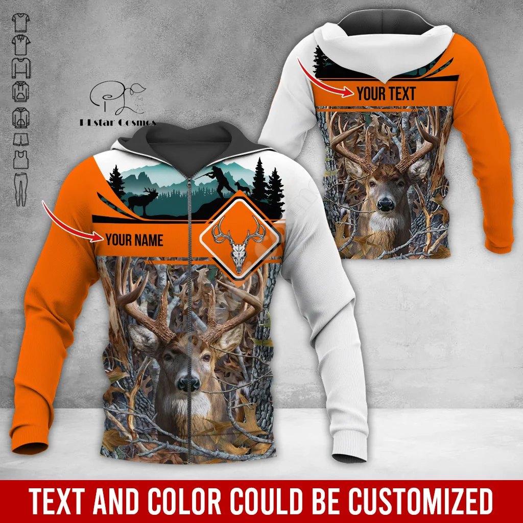 Custom Name Deer Hunting Camo Hunter Graffiti Tattoo Vintage Retro Streetwear 3DPrint Harajuku Pullover Casual Jacket Hoodies 22