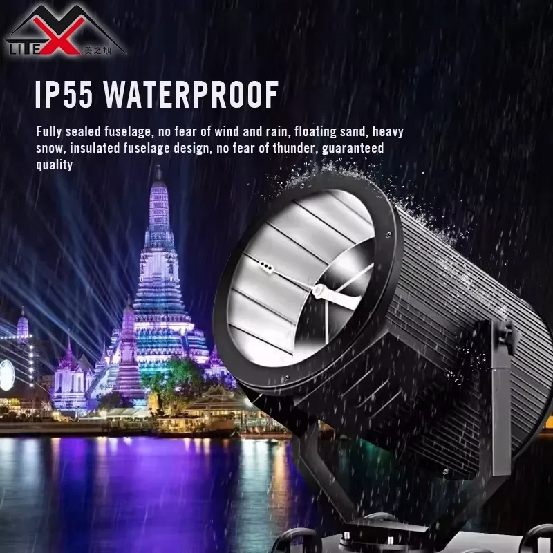 High Power Monochrome LED Searchlight Rotating Aluminum Outdoor Waterproof IP44 1.3km Range Rechargeable Wholesale Light