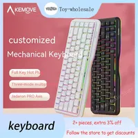 Kemove K68 Tri-mode Hot Plug Custom Keyboard Mechanical Keyboard Girl Office Game N-key Rollover Mac Windows Custom Rgb Baclight