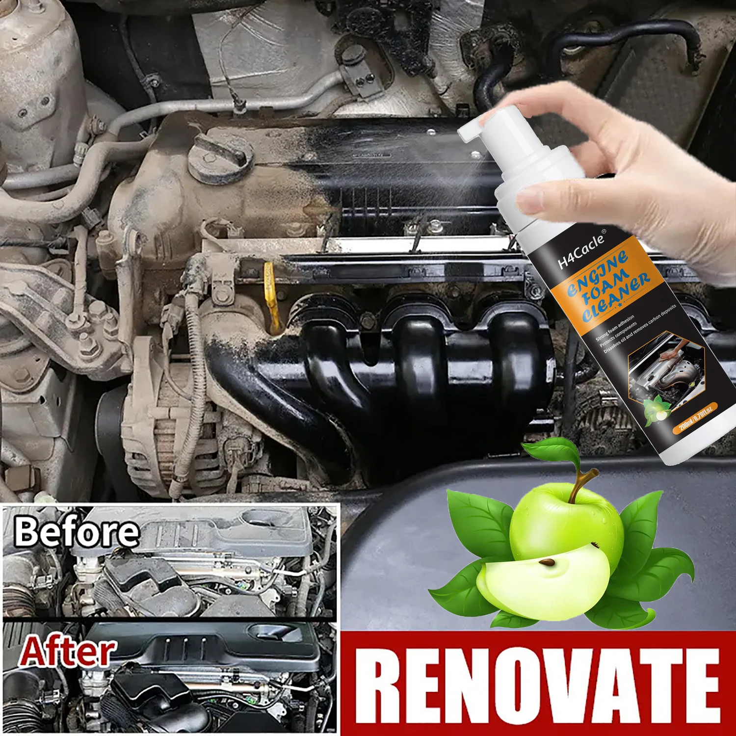 Automotive Engine Compartment Degreaser Foaming No Scrub Waterborne Degreaser Removes Heavy Duty Grease Without Rinsing