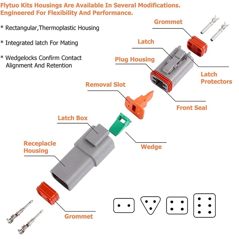 2 BOX For Deutsch DT Series Waterproof Wire Connector Kit DT06-2 3 4 6S DT04-2 3 4 6P Automotive Sealed Plug