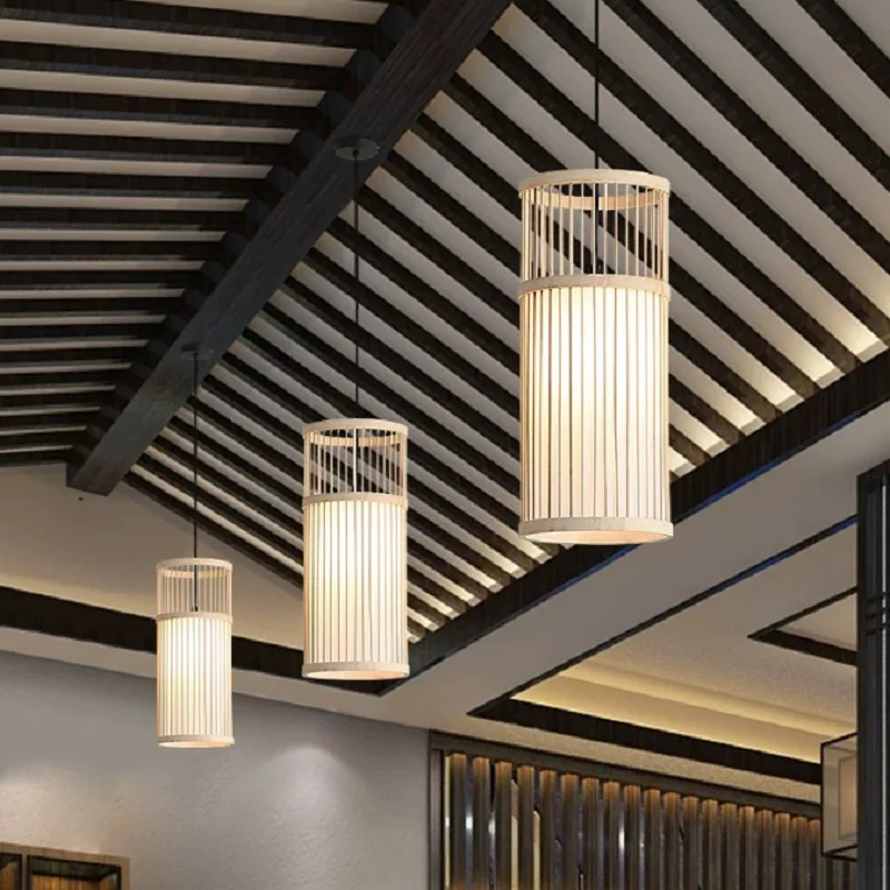 

Bamboo art bamboo weaving pendant lamp for traditional Chinese Zen-style tea room tea house guesthouse and inn