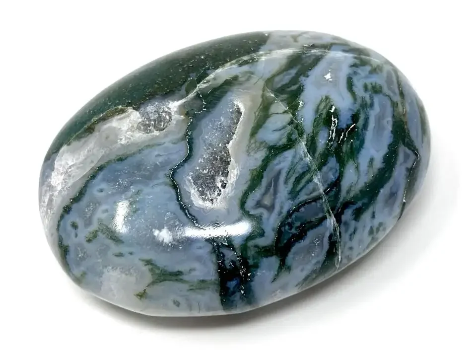1pcs Druzy Moss Agate Palm Stones Healing Crystal Palmstone Pocket Stone Green Moss Bulk Gemstone High Quality Palms Gift
