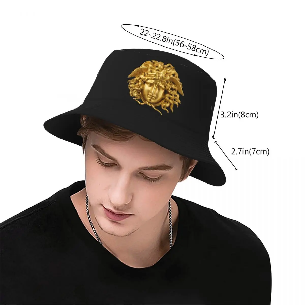 Medusa Greek Bucket Hat  Mythology Art Retro Fisherman Hats For Men Women Portable Hunting Caps Streetwear Pattern Sunscreen Hat