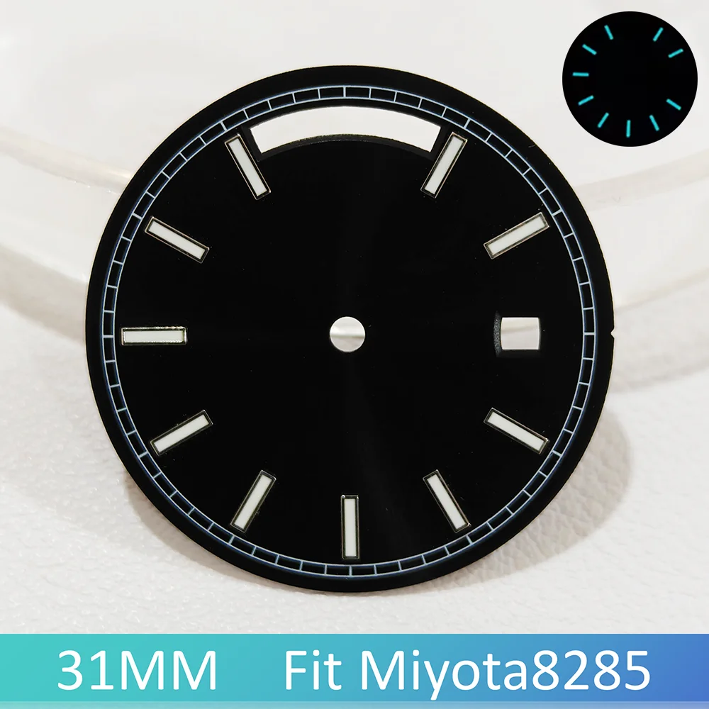 Cadran avec LOGO personnalisé pour montre Miyota 8215, 31mm, avec double calendrier lumineux bleu vert, accessoires de cadran multicolore