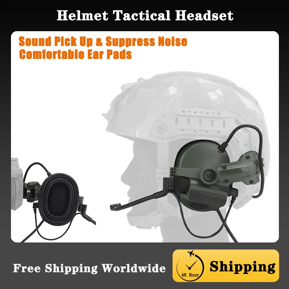 

Tactical Helmet Earphones Active Shooter Earmuffs Helmet Headphones Electronic Hearing Protection Hunting Communication Headset