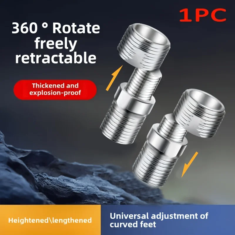 304 Stainless Steel Eccentric Screw Corner 360° Rotation Freely Retractable Thickened Angled Curved Foot for Faucet Adapter