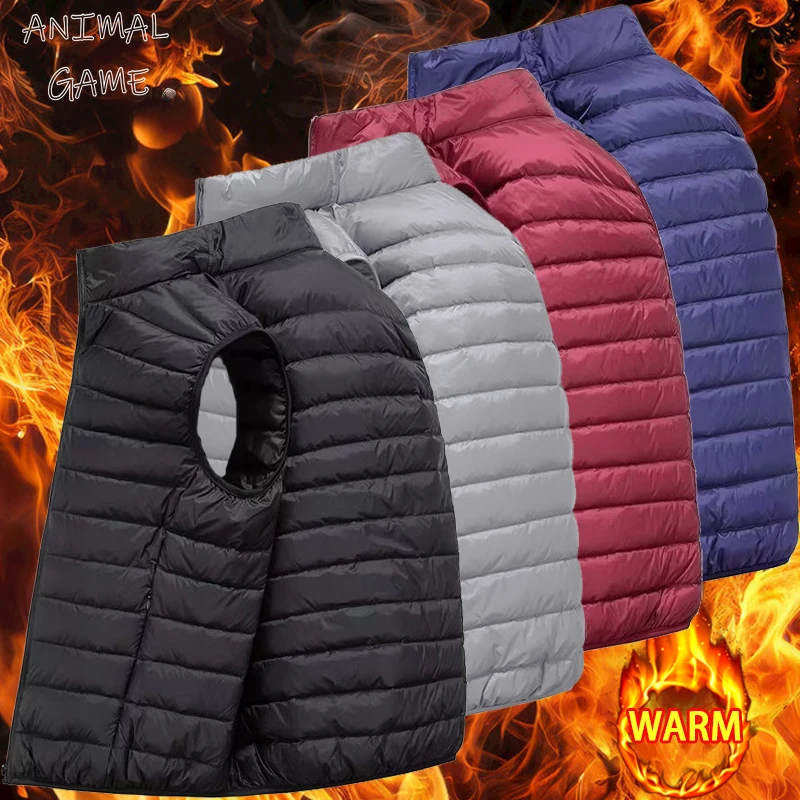 

Animal Game Outdoor Autumn Men's Casual Vest Lightweight Sleeveless Jacket Full Zipper Outerwear Coats warm Vest with Pockets