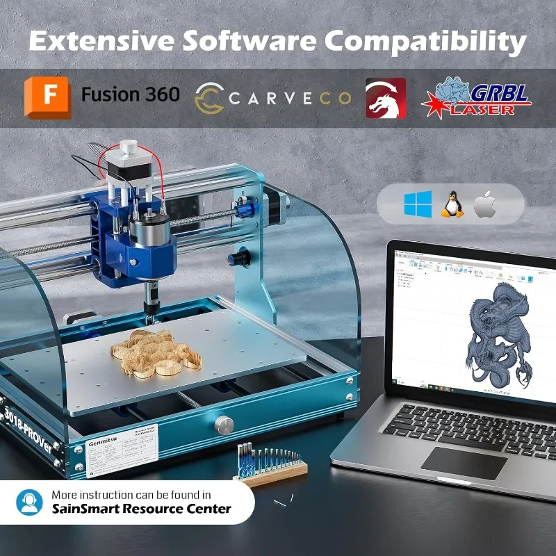 3018-PROVer V2 CNC Milling Machine, Desktop CNC for Beginner with Limit Switches & Emergency-Stop