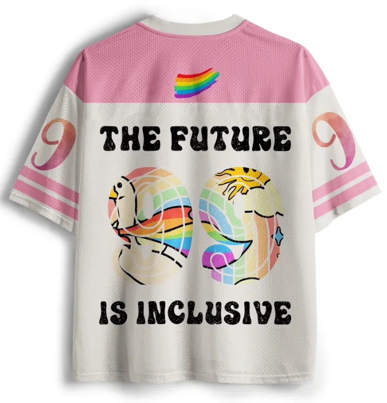 Future Inclusive 99 Jersey T-shirt 3D Full Body Rainbow Duck Sunflower Pattern V-neck Short Sleeved Pink White Mesh Casual Top