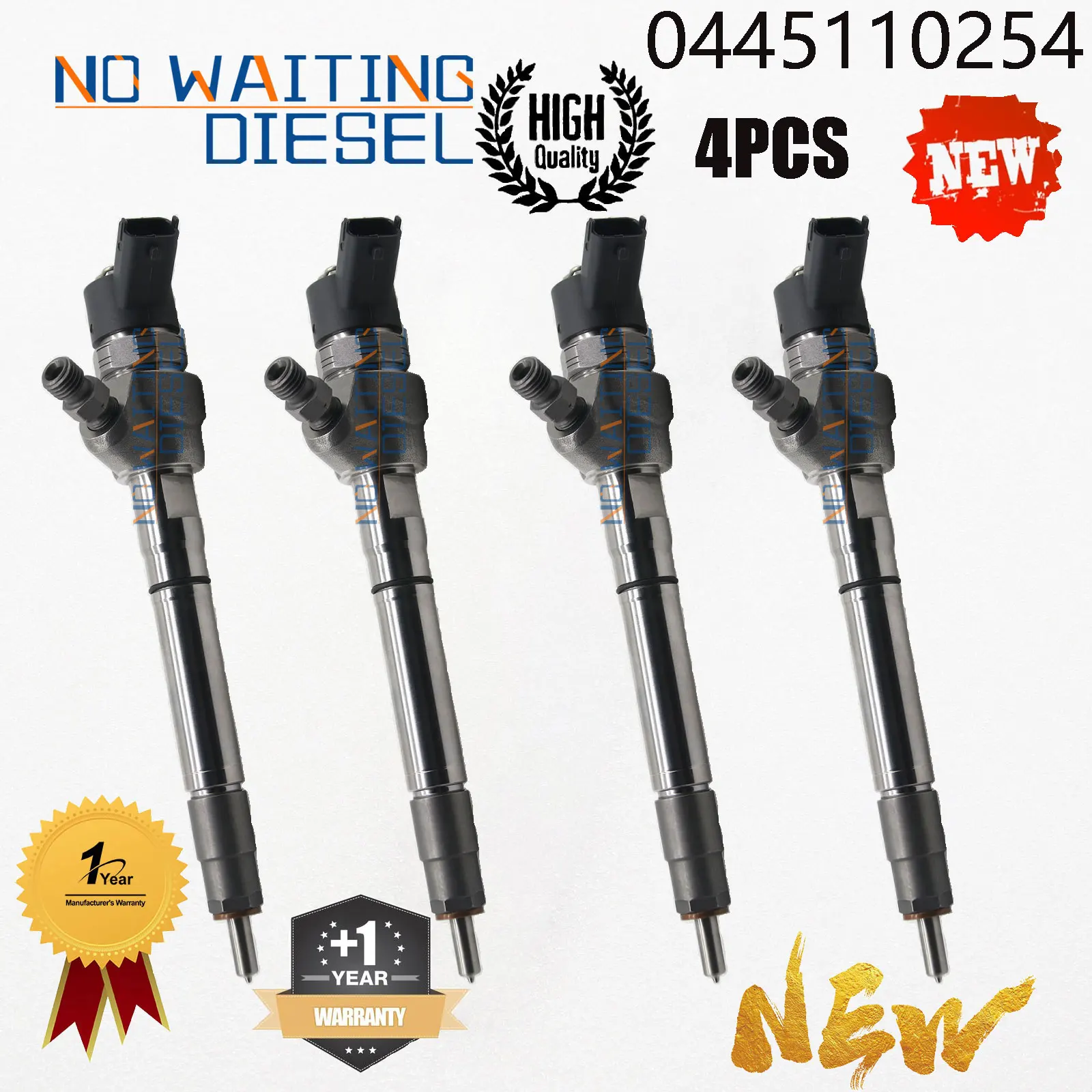 4PCS 0445110254 Fuel Injection Systems 0445110254 Common Rail Exchange Injectors 86565889 For HYUNDAI 33800-27800