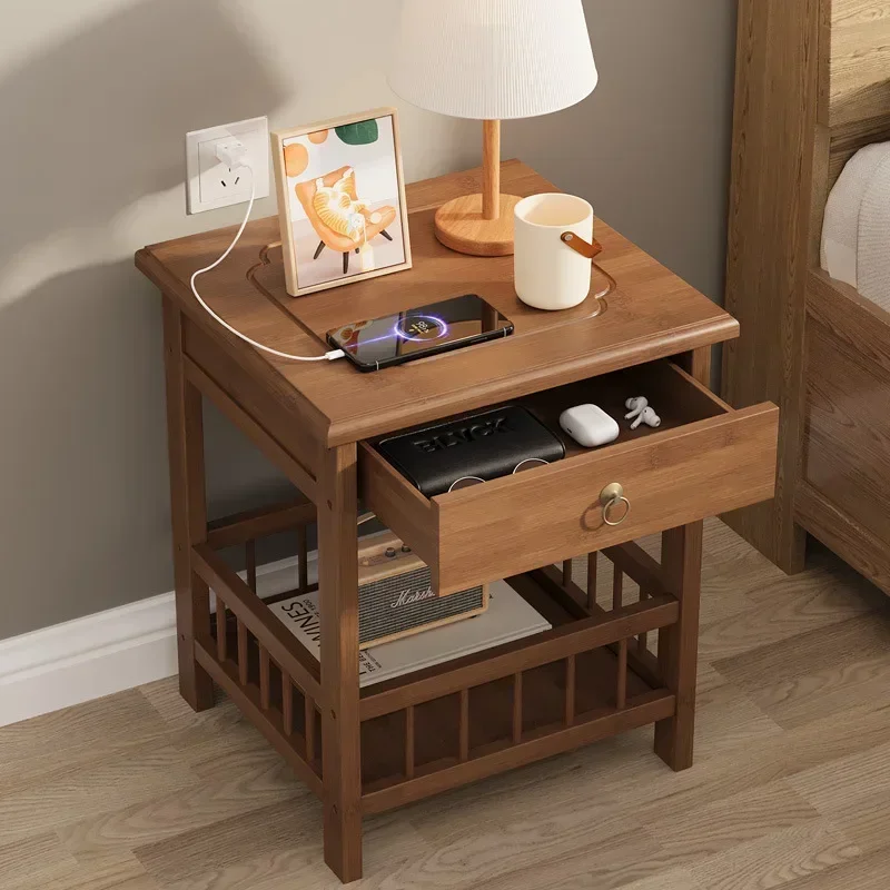 Household Goods Simple And Small Bedside Table, Bedroom Bedside Cabinet, Side Table Cabinet, Bamboo Solid Wood Special Offer