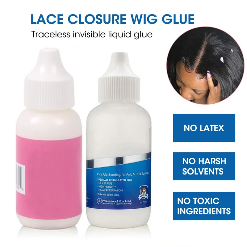 Wig Adhesive And Glue Remover Set Invisible Waterproof Hair Replacement Bonding Glue And Solvent For Lace Wigs Hairpieces Toupee