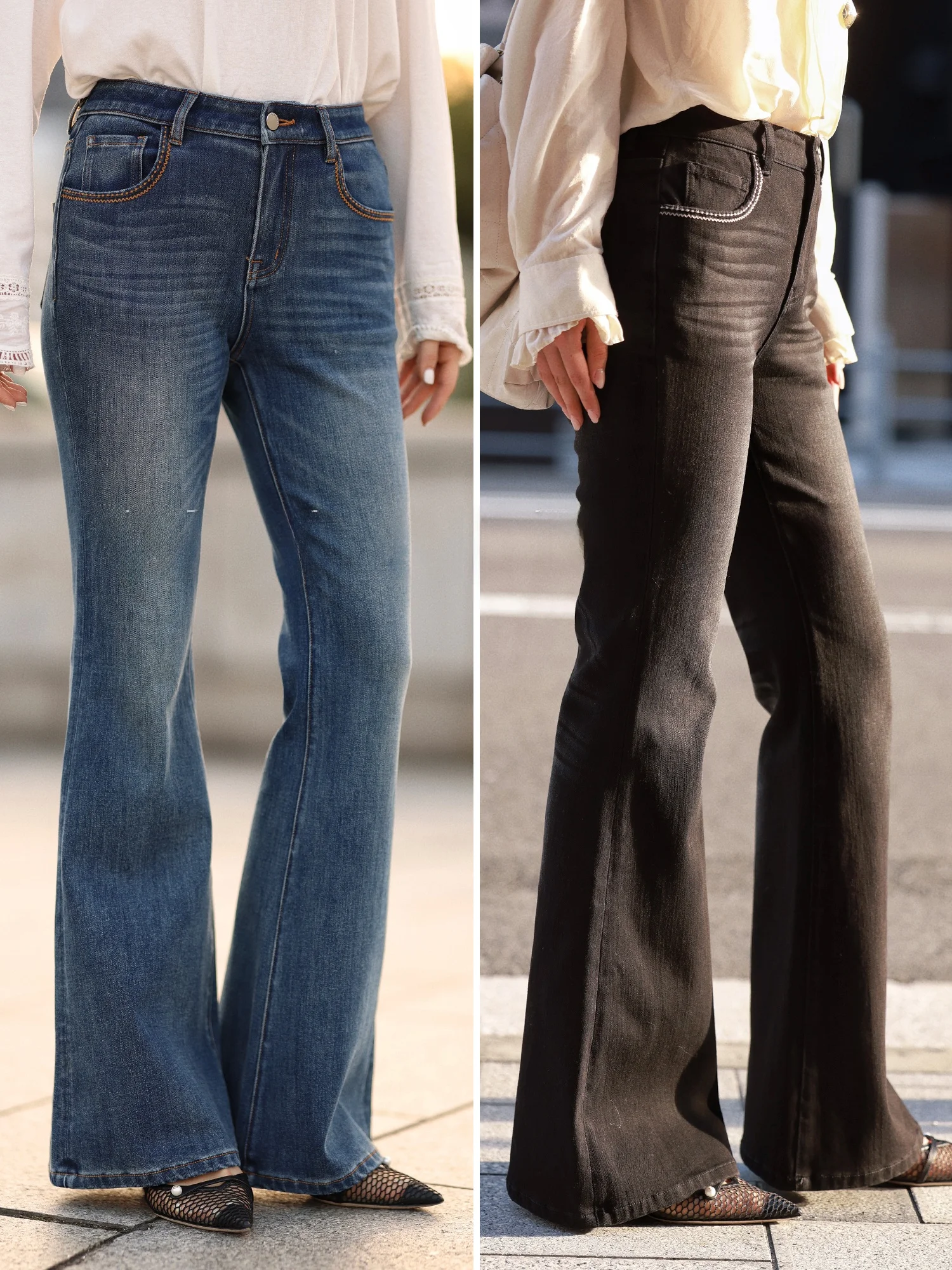 

Джинсы-клеш WinnieTang в винтажном стиле с высокой талией, облегающие, из бамбукового волокна и эластичного шелка, повседневные, универсальные, женские джинсовые брюки