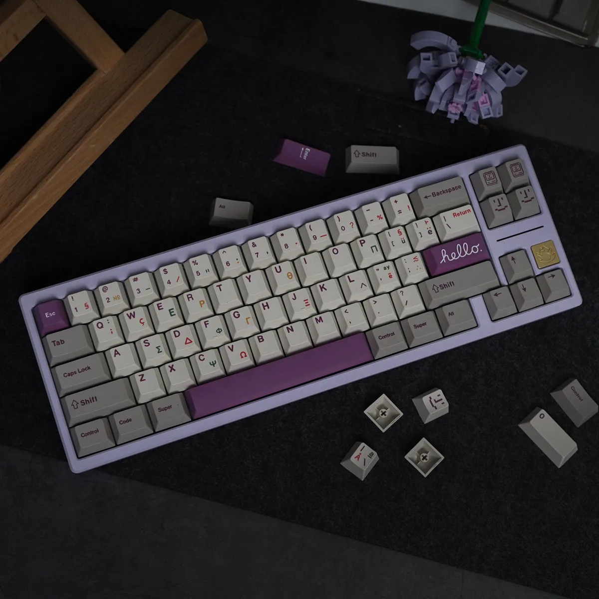 Purple Greek Keycaps 147 Keys PBT Sublimation Cherry Profile Keycaps Customized Original for 61/68/75 MX Mechanical Keyboard