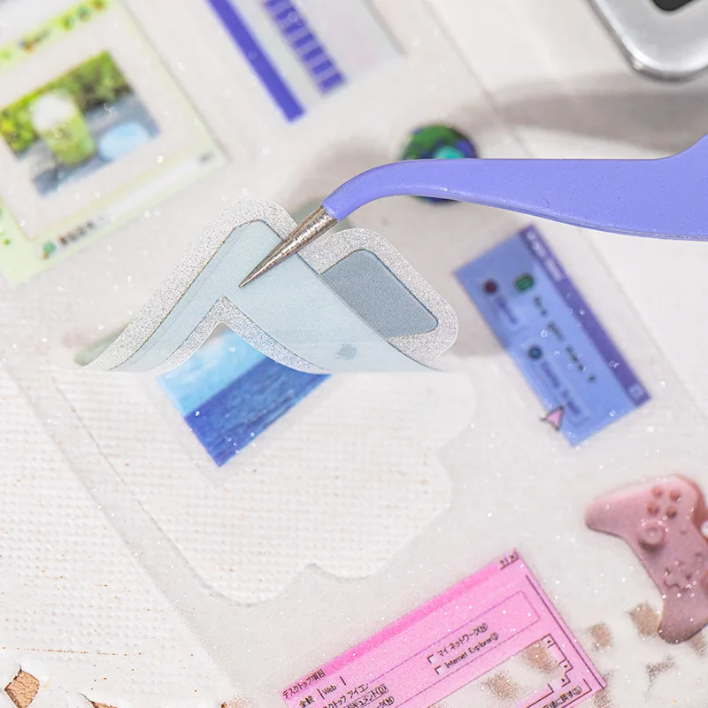 4Style 200cm/Roll Time Shuttle Glitter Sand PET Die Cut Tape Creative DIY Handbook Scrapbook Phone Case Card Decorative