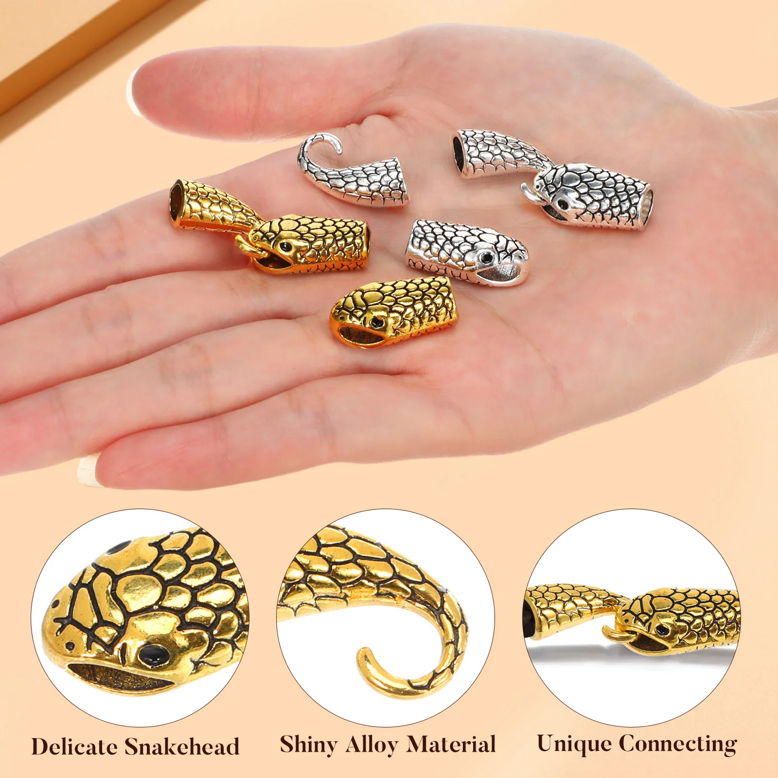 10Pairs رأس الأفعى مجوهرات المشابك دقيقة سبيكة أبازيم ل أساور يدوية القلائد الاكسسوارات الحرفية إغلاق الإصلاح