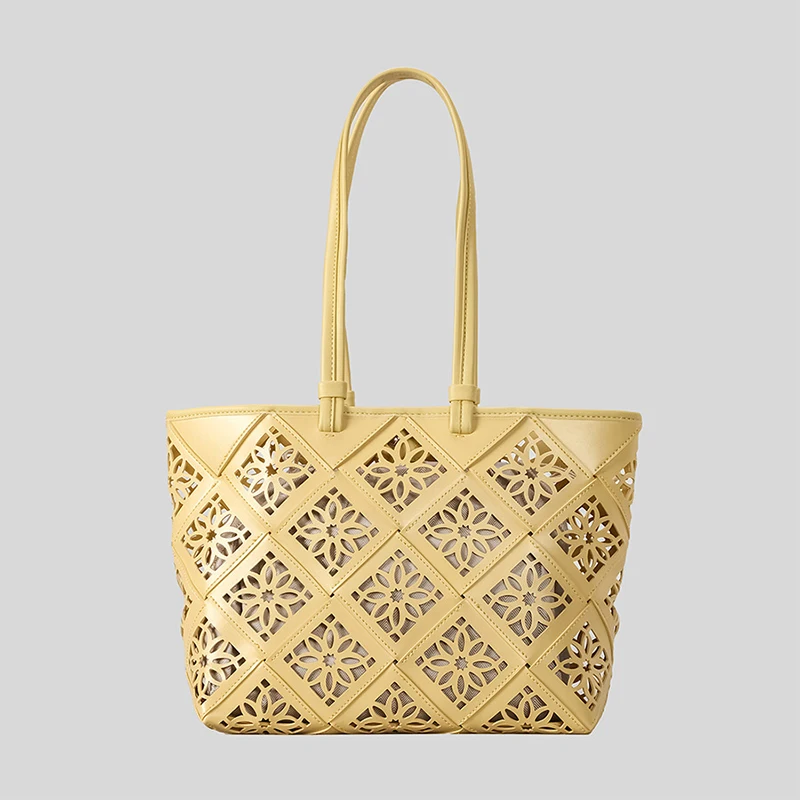 

Fashionable Designer Tote Bag New Hollow Window Flower Shoulder Bags Large-capacity Handbags Solid Color Versatile Creative Bags