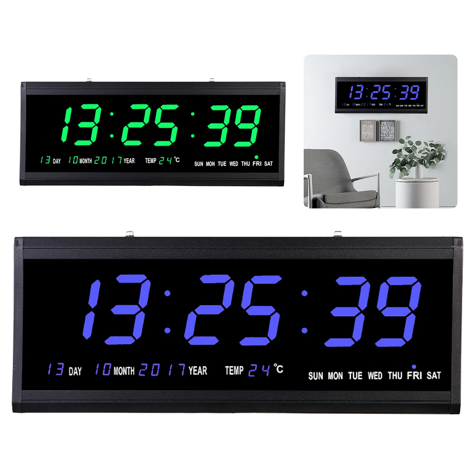 Digital Clock with Temperature Date and Day of Week Adjustable Accurate Time Large LED Display Chic Livingroom Home Decoration