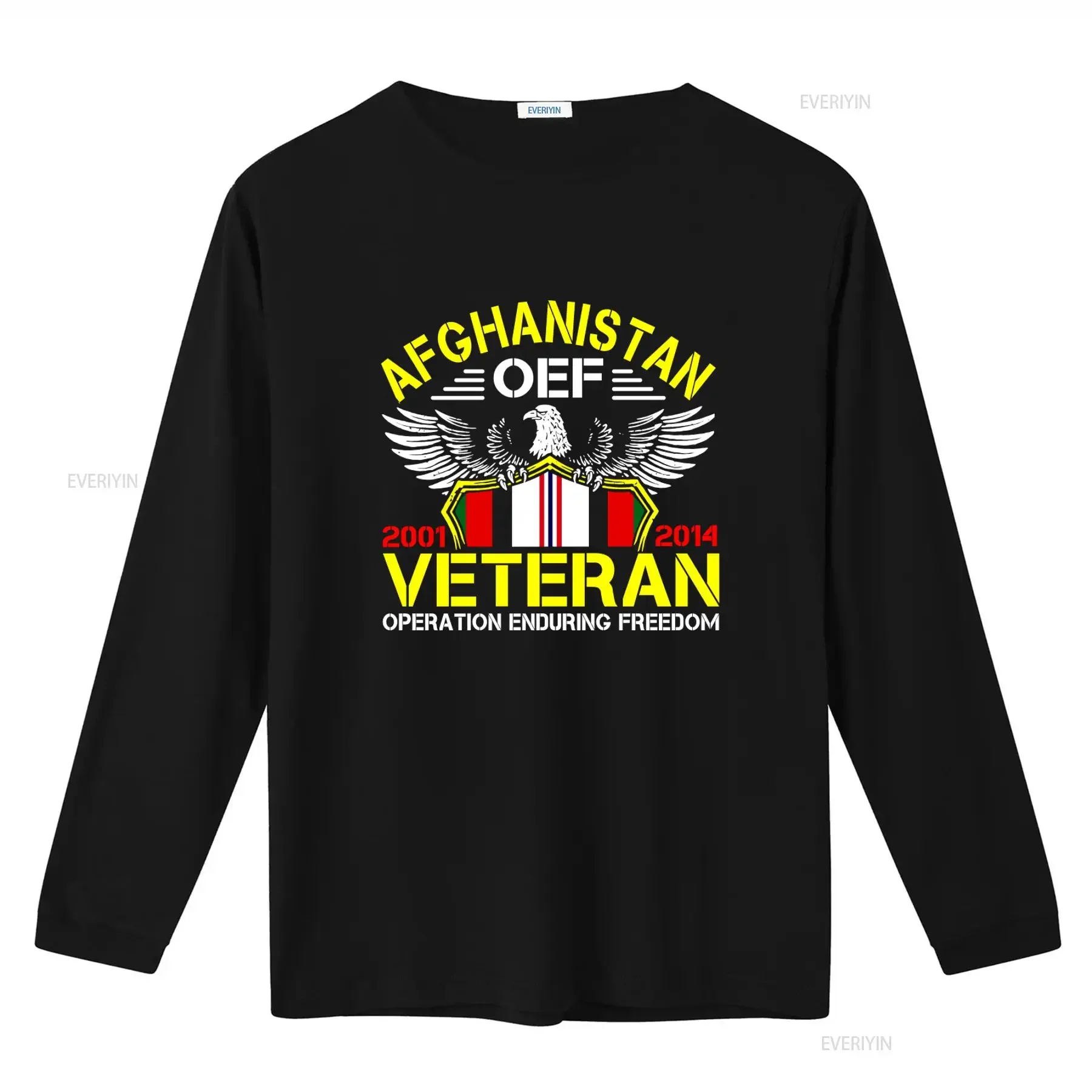 Afghanistan Oef Veteran Operation Enduring Freedom 2001 2014 Eagle Print T Shirt vintage Washed fashion streetwear Soft