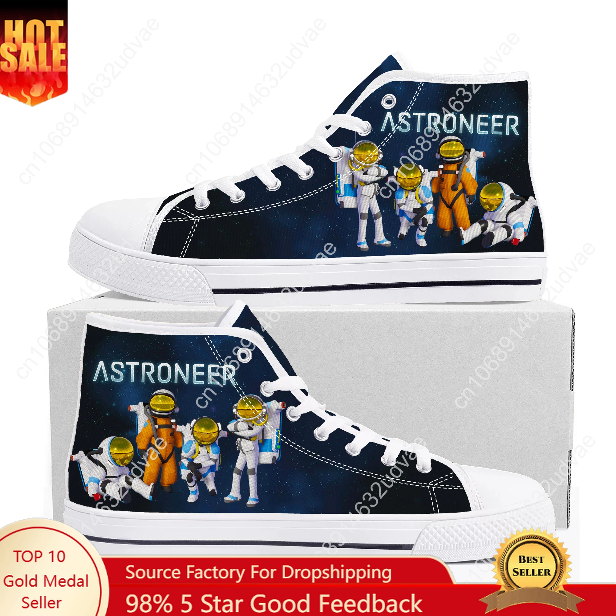 

Astroneer High Top Shoes Mens Womens Teenager Sneakers Canvas High Quality Outdoor Daily Sneaker Custom Made Couple Shoe