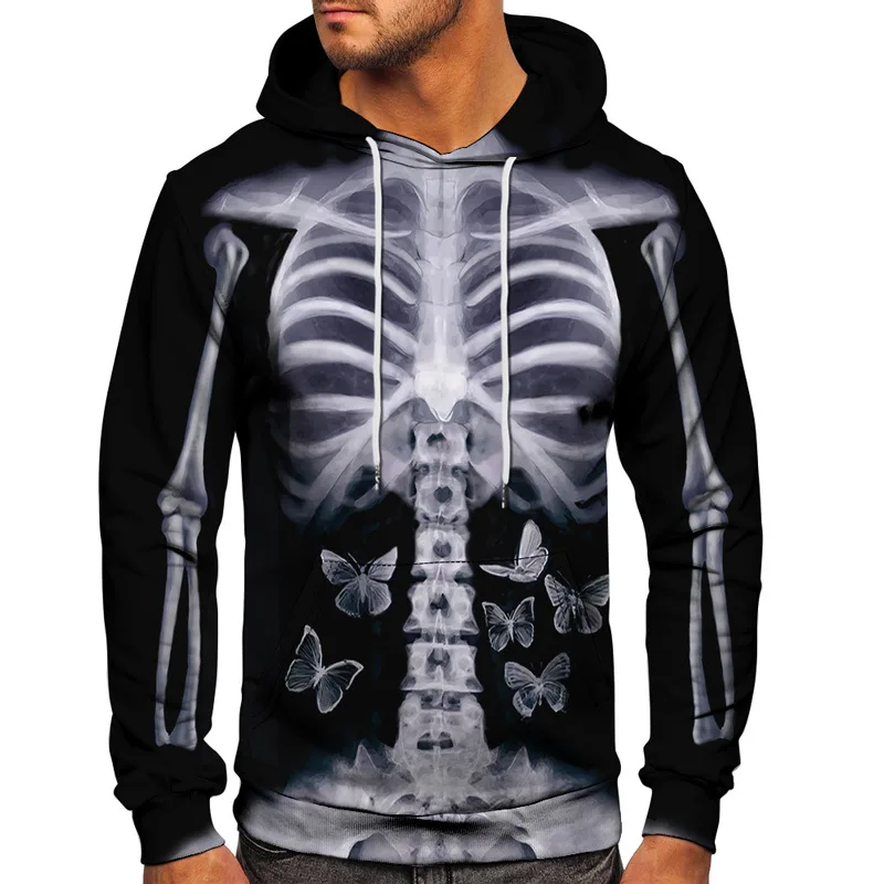 

Holloween Men Punk Style 3D Hoodie Skeleton Skull Head Owl Spoof Florial Hip Hop Clothing Pullover Male Sweatshirt Euro Size 6XL