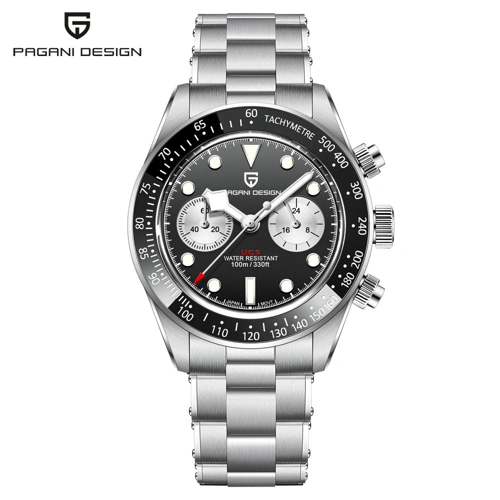 PAGANI DESIGN Uhren Neue BB Panda Retro Sport-Chronograph Luxus-Quarzuhren für Herren VK34 Uhrwerk AR Saphir Wasserdichte Uhr