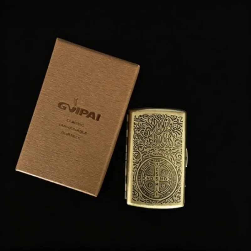 12 pack Fashionable flip up thick Cigarette Box Sealed Metal Smoking Gadgets Anti pressure portable Cigarette case with Gift Box